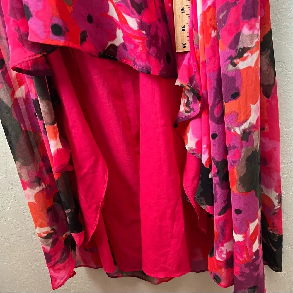 Eliza J Floral High Low Dress Red Black preppy wedding summer bohemian party - Picture 7 of 15